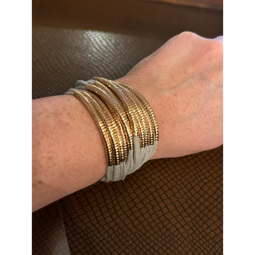 Gold Tone Beige Wrap Buckle Bracelet‎ Women's Jewelry